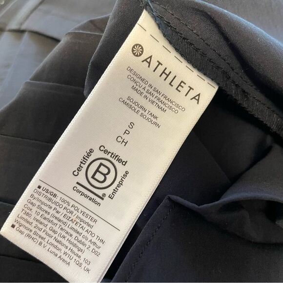 Athleta Black Sojourn Tank Top Oversized With Pleated Back Size SP NEW - Picture 8 of 8